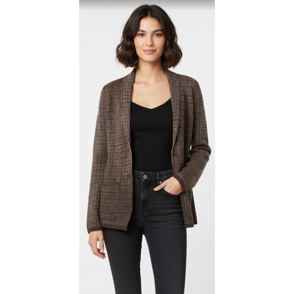 Paolo pecora womens medium sweater jacket wool brown earthtone Italian design‎